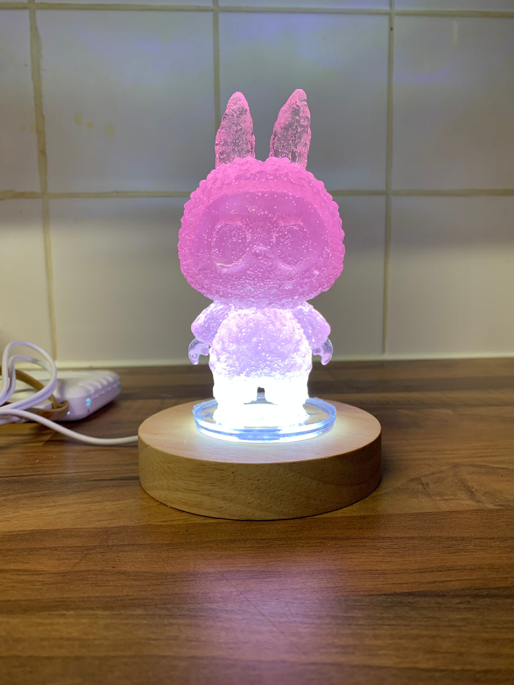 Lychee Pink LABUBU Night Light – Handmade Resin Bunny Lamp | Cute Aesthetic Glow
