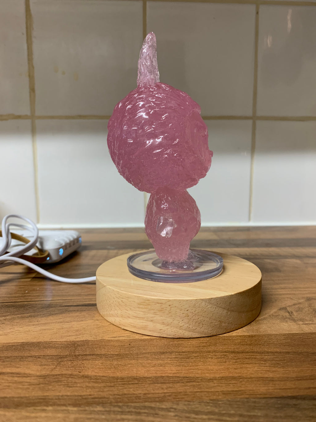 Lychee Pink LABUBU Night Light – Handmade Resin Bunny Lamp | Cute Aesthetic Glow