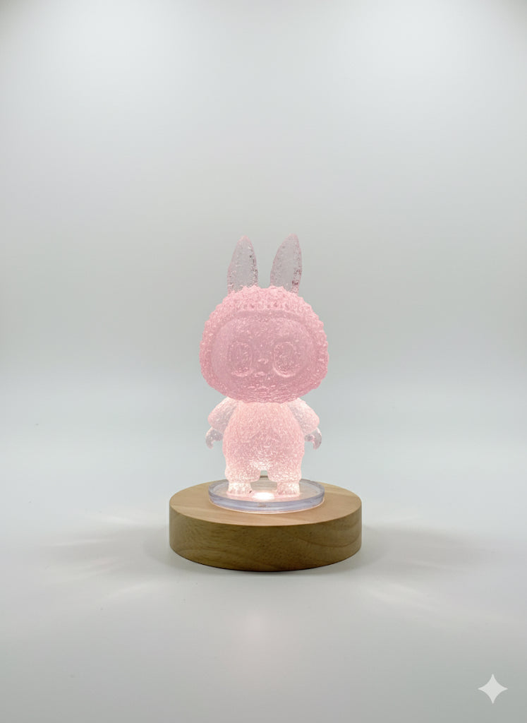 Lychee Pink LABUBU Night Light – Handmade Resin Bunny Lamp | Cute Aesthetic Glow