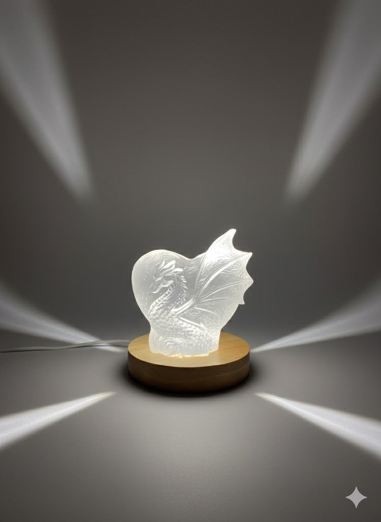 Dragon Heart Crystal Lamp – Handcrafted Fantasy Glow Light | Mythical Home Decor Gift