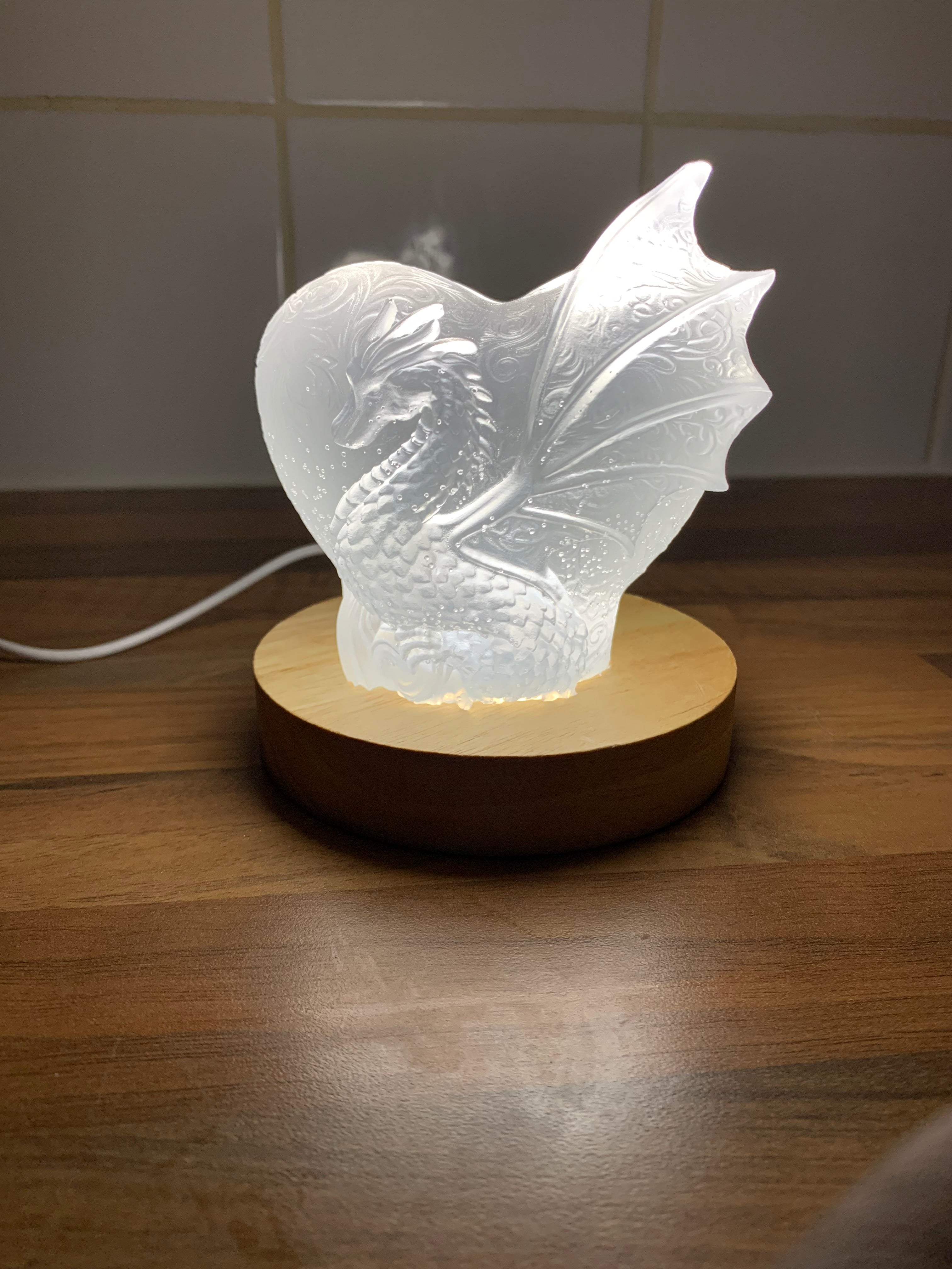 Dragon Heart Crystal Lamp – Handcrafted Fantasy Glow Light | Mythical Home Decor Gift