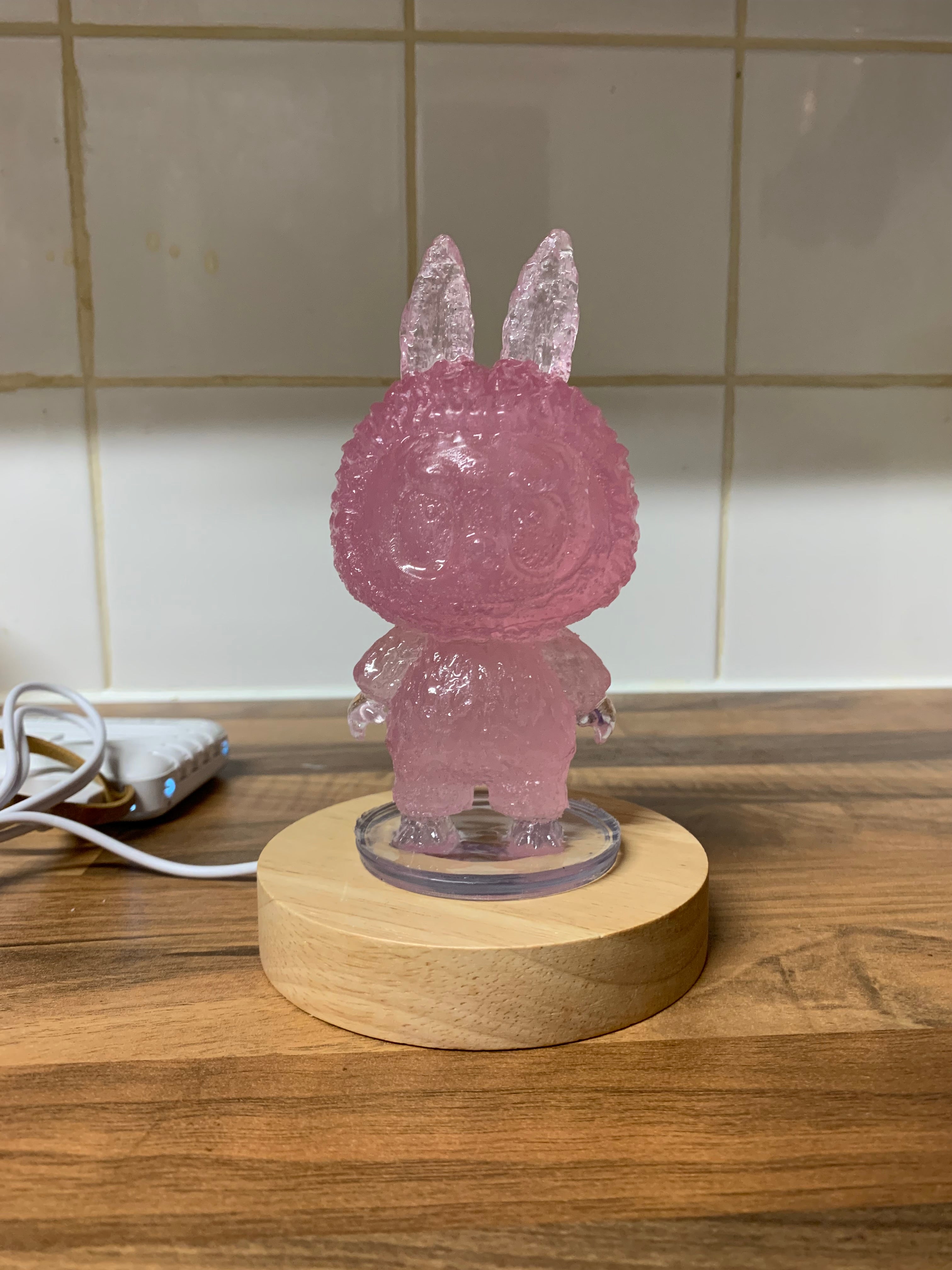 Lychee Pink LABUBU Night Light – Handmade Resin Bunny Lamp | Cute Aesthetic Glow