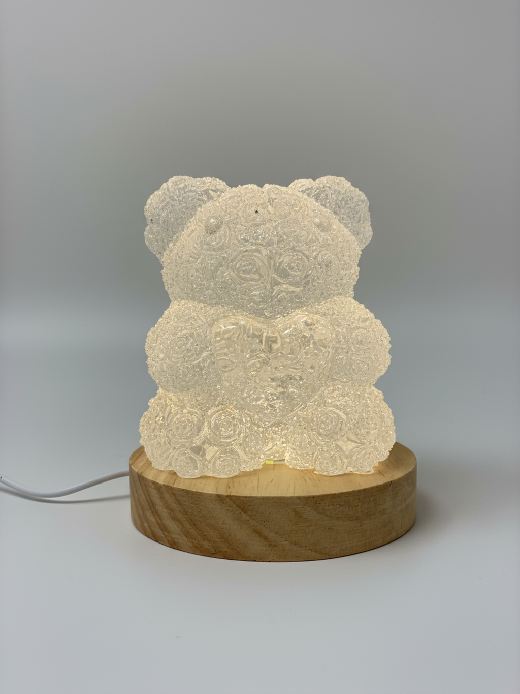 ♥️ Rose Heart Teddy Nightlight – Handmade Romantic Gift Lamp | Soft Glow for Cozy Nights