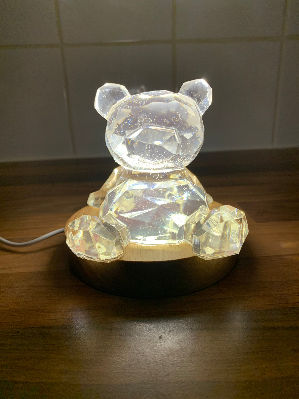 💎 Crystal Bear Nightlight – Handcrafted Resin Glow Lamp | Modern Home Decor