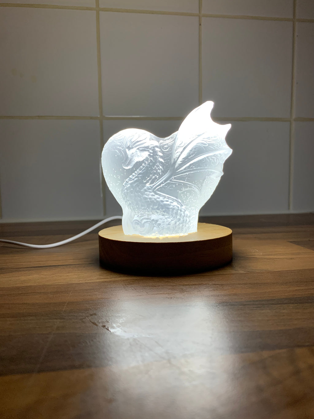 Dragon Heart Crystal Lamp – Handcrafted Fantasy Glow Light | Mythical Home Decor Gift