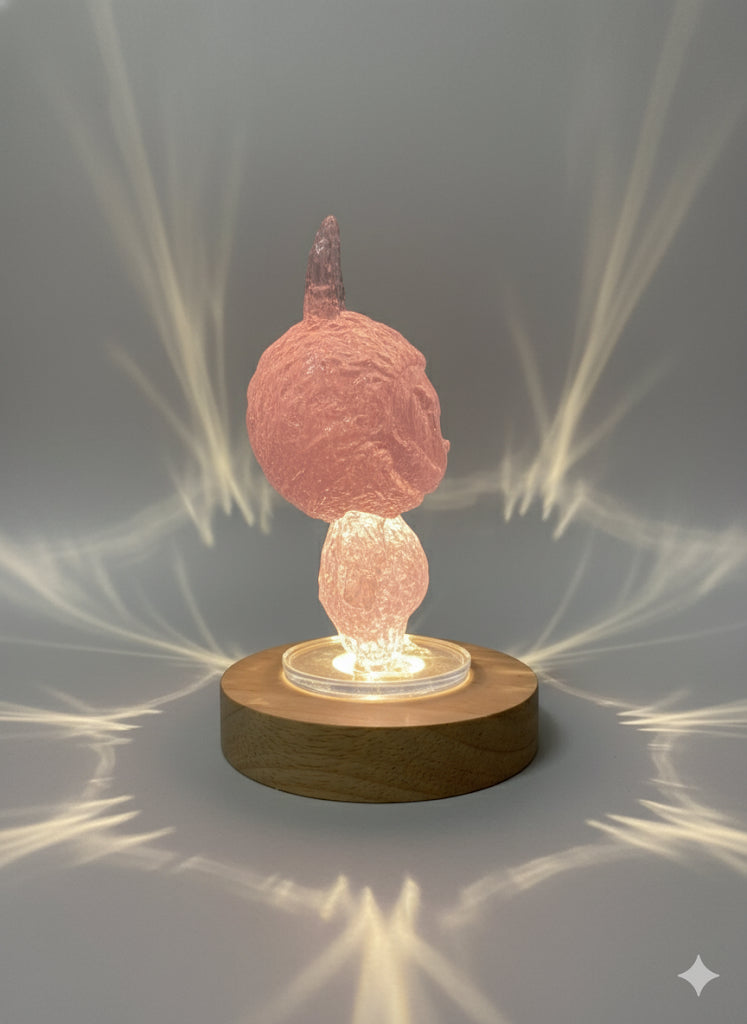 Lychee Pink LABUBU Night Light – Handmade Resin Bunny Lamp | Cute Aesthetic Glow