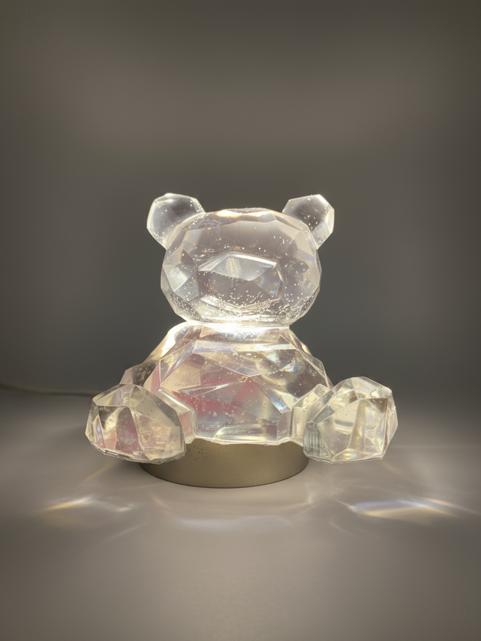 💎 Crystal Bear Nightlight – Handcrafted Resin Glow Lamp | Modern Home Decor